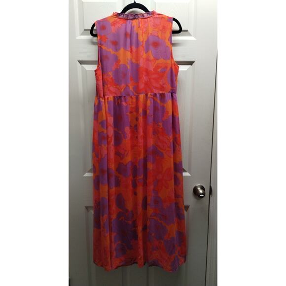 Jodifl Women's Size XL Orange Purple Colorful Bright Sleeveless Lined Maxi Dress - Picture 3 of 7